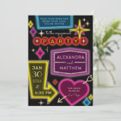 Neon Marquee unterzeichnet Las Vegas Engagement Pa Einladung (Stehend Vorderseite)