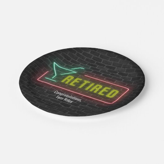 Neon Marquet für das Party für Altersvorsorge Pappteller (Schrägansicht)