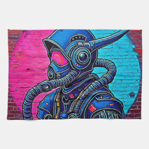 Neon Masked Wall Graffiti Abbildung Kunst Geschirrtuch