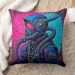 Neon Masked Wall Graffiti Abbildung Kunst Kissen