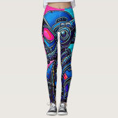 Neon Masked Wall Graffiti Abbildung Kunst Leggings (Vorderseite)