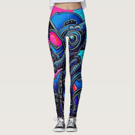 Neon Masked Wall Graffiti Abbildung Kunst Leggings