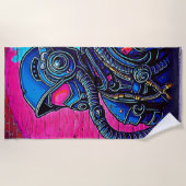 Neon Masked Wall Graffiti Abbildung Kunst Strandtuch (Vorderseite)