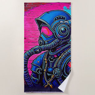 Neon Masked Wall Graffiti Abbildung Kunst Strandtuch