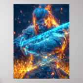 Neon Medieval Warrior - Cyber Fantasy Knight Poster (Vorne)