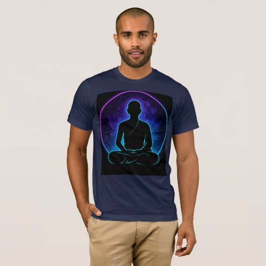 Neon Meditation Monk Spiritueller T - Shirt | Kosm (Vorne ganz)