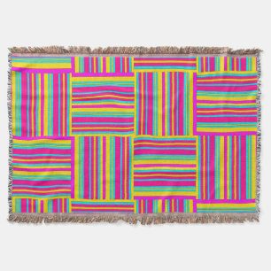 Neon Mehrfarbig Weaved Squares Decke