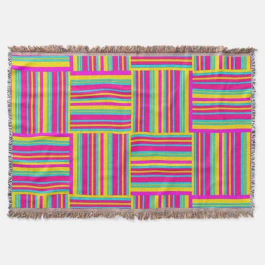 Neon Mehrfarbig Weaved Squares Decke (Vorderseite)