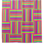 Neon Mehrfarbig Weaved Squares Duschvorhang (Vorderseite)