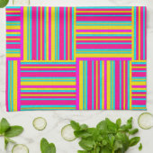 Neon Mehrfarbig Weaved Squares Geschirrtuch (Gefaltet)