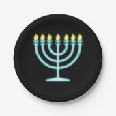 Neon Menorah Pappteller (Vorderseite)