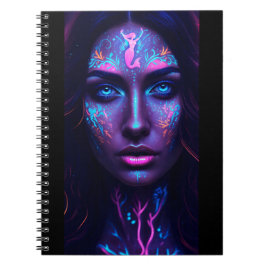 Neon Mermaid Face Notizblock