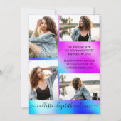 Neon Mermaid Holographic Foto Collage Sweet 16 Einladung (Rückseite)