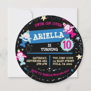 NEON Mermaid Sea Life Fish Starfish Geburtstagspar Einladung