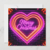 Neon Merry Christmas Personalisiert Card Einladung (Vorderseite)