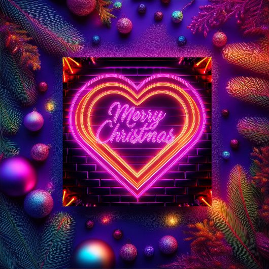 Neon Merry Christmas Personalisiert Card Einladung