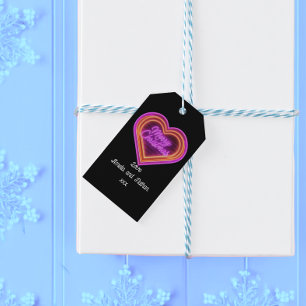 Neon Merry Christmas Personalisiert Geschenkanhänger