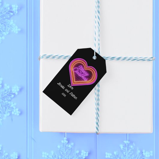Neon Merry Christmas Personalisiert Geschenkanhänger