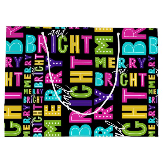 Neon Merry und Bright Große Geschenktüte (Rückseite)