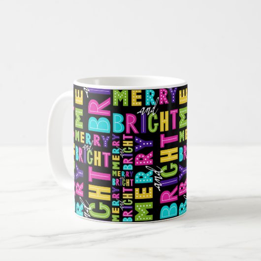 Neon Merry und Bright Kaffeetasse (Vorderseite Links)