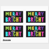 Neon Merry und Bright Rechteckiger Aufkleber (Blatt)