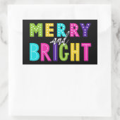 Neon Merry und Bright Rechteckiger Aufkleber (Tasche)