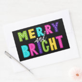 Neon Merry und Bright Rechteckiger Aufkleber (Umschlag)