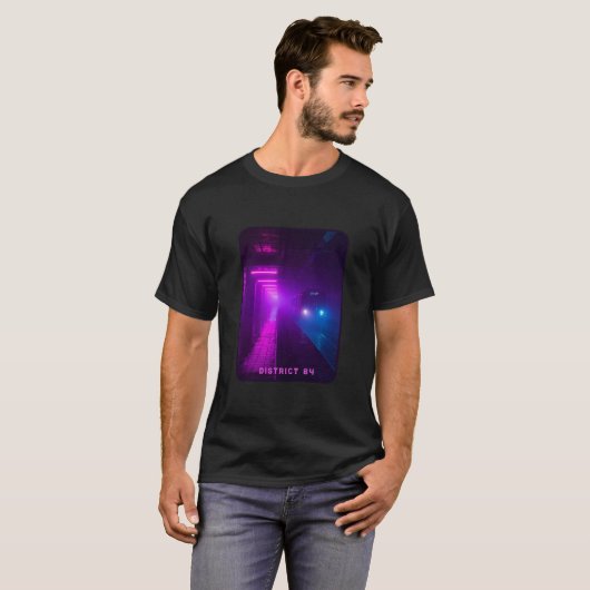 Neon Metro Cyberpunk T-Shirt – Retro Synthwave Vap (Vorne ganz)