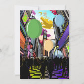 Neon Metropolis City Lights Einladung zum Geburtst (Rückseite)