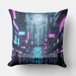 Neon Metropolis Pulse Throw Pillow Kissen