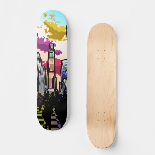 Neon Metropolis Skateboard (Vorderseite)