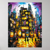 Neon Metropolis - Surreal Urban Nightscape Poster (Vorne)