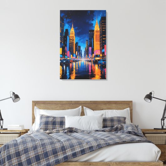 Neon Metropolis - Vibrannte Nightscape Art Leinwanddruck (Insitu (Schlafzimmer))