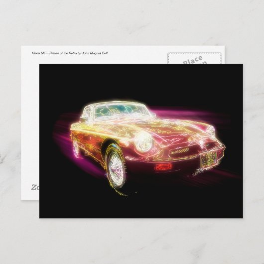 Neon MG - Rückkehr der Retro Postkarte (Vorne/Hinten)