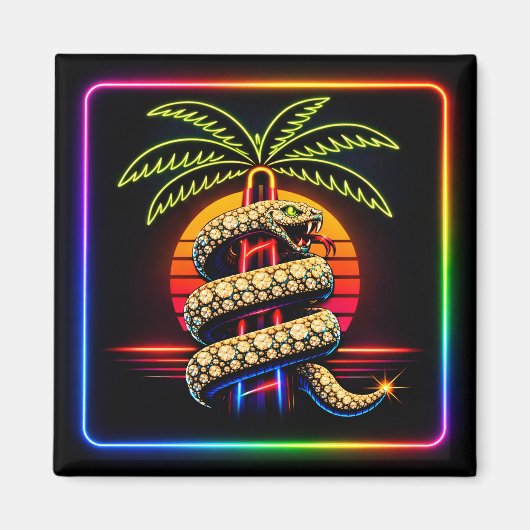 Neon Miami Nights Diamant Luxus Magnet (Vorne)