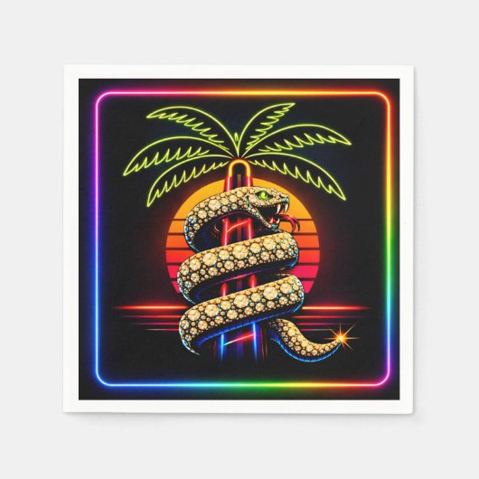 Neon Miami Nights Diamant Luxus  Serviette (Vorderseite)