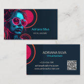 Neon Minimalistisch Futuristic Virtual Assistant Visitenkarte (Vorne/Hinten)