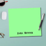 Neon Mint Color | Modern Black Personalisiert Scri Notizblock<br><div class="desc">Neon Mint Color Background und modernes Personalisiertes Script,  Name ,  Nachname Classic | einfach | elegant | Beruflich | Geschäfte</div>