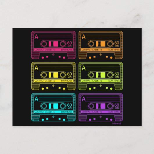 Neon Mix Tapes Postkarte (Vorderseite)