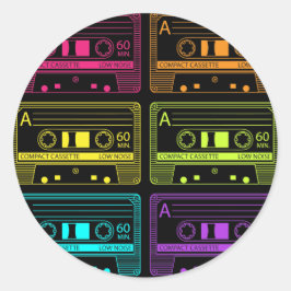 Neon Mix Tapes Runder Aufkleber