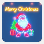 Neon Modern Christmas Holiday Collection Quadratischer Aufkleber (Vorderseite)