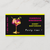Neon Modern Party Time Personalisiert Beruflich Visitenkarte (Vorderseite)
