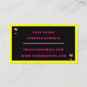 Neon Modern Party Time Personalisiert Beruflich Visitenkarte (Rückseite)