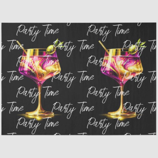 Neon Modern Party Time Personalisiert Seidenpapier (Vorderseite)