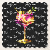 Neon Modern Party Time Personalisiert Untersetzer (Vorderseite)