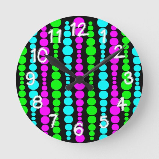 Neon Modern Rectangle Runde Wanduhr (Vorderseite)