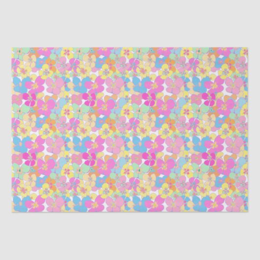 Neon Modern Retro Floral Pansy Pink Seidenpapier (Vorderseite)