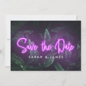 Neon Moderne tropische Vegetation Save the Date (Vorderseite)