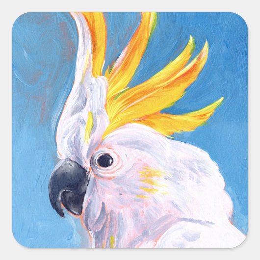 Neon Mohawk - Cockatoo Quadratischer Aufkleber (Vorderseite)