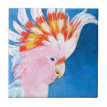 Neon Mohawk - Pink Cockatoo Fliese<br><div class="desc">Neon Mohawk II von Jennifer Paxton Parker. Ein rosafarbener Kakadu ist ein lustiger,  neonfarbener Mohawk | 162733Z</div>